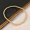 Brass Round Beaded Stretch Bracelets for Men Women BJEW-B148-05A-G-3