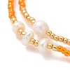 2Pcs 2 Style Glass Seed & Natural Pearl Beaded Stretch Bracelets Set for Women BJEW-JB09356-4
