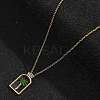 Arch with Coconut Tree Brass Enamel Pendant Necklaces NJEW-H051-03G-2