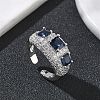 Brass Micro Pave Cubic Zirconia Cuff Open Rings for Women RJEW-L343-13P-3
