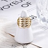 Brass Micro Pave Clear Cubic Zirconia Cuff Finger Rings RJEW-G337-34G-3