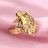Ion Plating(IP) 304 Stainless Steel Wide Flower Open Cuff Ring for Women X-RJEW-G275-05G-3