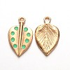 Light Gold Plated Alloy Enamel Leaf Pendants LS-ENAM-J543-04KCG-1