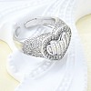 Brass Micro Pave Clear Cubic Zirconia Cuff Rings for Women RJEW-G347-01P-3