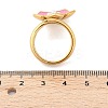 Flower 304 Stainless Steel Enamel Cuff Rings for Women RJEW-Z079-01G-5
