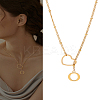 1Pc Letter & Heart Stainless Steel Lariat Necklaces for Women NJEW-LP0002-87G-O-1