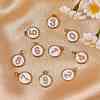 10Pcs 10 Style Brass Micro Pave Clear Cubic Zirconia Charms ZIRC-SZ0001-53-4