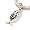 I Love Jesus Symbol Glass Pendant Keychain with Alloy Jesus Fish Charm LS-KEYC-G058-01F-3