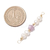 Synthetic Blue Lace Agate & Natural Rhodonite & Rose Quartz & Green Aventurine & Lepidolite/Purple Mica Stone Star with Natural Cultured Freshwater Pearl Connector Charms PALLOY-JF04719-2