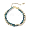 Natural Chrysocolla & Lapis Lazuli Round Beadeds Double-layered Bracelets for Women BJEW-JB12095-02-2