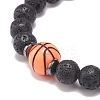 Natural Lava Rock & Synthetic Hematite & Acrylic Beaded Stretch Bracelet BJEW-JB08553-01-4