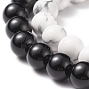 2Pcs 2 Style Natural Black Agate(Dyed) & Howlite Beaded Stretch Bracelets Set BJEW-TA00163-7