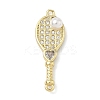 Brass Pave Clear Cubic Zirconia Tennis Racket Connector Charms KK-G548-12G-1