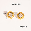 Retro Rhombus Stainless Steel Cubic Zirconia Stud Earrings for Women LS-CQ6357-6-1