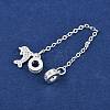 Brass Pave Clear Cubic Zirconia European Safety Chains with Charms KK-L236-16C-S-2