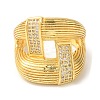 Double Layer Brass Micro Pave Cubic Zirconia Open Cuff Rings RJEW-U008-09G-2