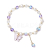 Frosted Dyed Synthetic Moonstone & Shell Pearl Round Beads Stretch Bracelets BJEW-JB11822-03-2