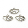 Heart with Heart Smooth Surface 201 Stainless Steel Charms STAS-R063-74-1