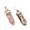 2Pcs Natural Rhodonite Double Terminated Pointed Pendants G-YW0002-05C-3