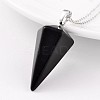 Cone Pendulum Platinum Tone Brass Dyed & Heated Black Agate Pendants G-F267-05F-1