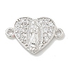 Rack Plating Brass Micro Pave Clear Cubic Zirconia Religion Heart Virgin Mary Connector Charms KK-L224-099P-05-1