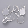 Silver Color Plated Brass Leverback Earring Findings X-KK-C1244-16mm-S-RS-1