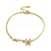 Brass Micro Pave Clear Cubic Zirconia Link Bracelets BJEW-U020-18G-4