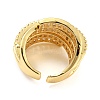 Rack Plating Brass Micro Pave Cubic Zirconia Open Cuff Ring for Women RJEW-F153-05G-3