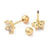 Star Bow Brass Micro Pave Clear Cubic Zirconia Cartilage Earrings EJEW-L289-03G-01-2