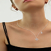 1Pc Alloy Crystal Rhinestone Star Planet Pendant Necklaces for Women NJEW-LP0003-20G-1