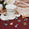 DICOSMETIC Plant Cat Alloy Enamel Wine Glass Charms AJEW-DC0001-37-5