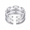 304 Stainless Steel Cable Chain Open Cuff Ring RJEW-T023-08P-2