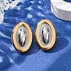 304 Stainless Steel Two Tone Oval Stud Earrings for Women LS-EJEW-A136-01A-GP-2