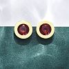304 Stainless Steel Flat Round Stud Earrings EJEW-C099-23G-02-3
