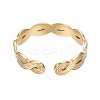 304 Stainless Steel Twist Wrap Open Cuff Ring for Women RJEW-T023-07G-2