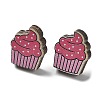 Printing Wood Stud Earrings for Women EJEW-B028-10-1