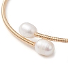 Natural Pearl Beaded Cuff Bangles BJEW-JB10120-02-4