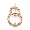 Alloy Hollow Geometric Gemstone Beads Hair Barrettes PHAR-JH00075-03-1