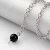 Natural Obsidian Sphere Dowsing Pendulums BJEW-E292-A04-3