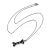 304 Stainless Steel Black Enamel Paw Print Bone Pendant Pet Urn Ashes Necklaces NJEW-S455-06P-4