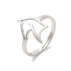 Non-Tarnish 304 Stainless Steel Hollow Horse Adjustable Ring RJEW-L107-023P-1