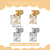 2 Pairs 2 Colors Brass Micro Pave Clear Cubic Zirconia Stud Earrings EJEW-GO0003-27-2
