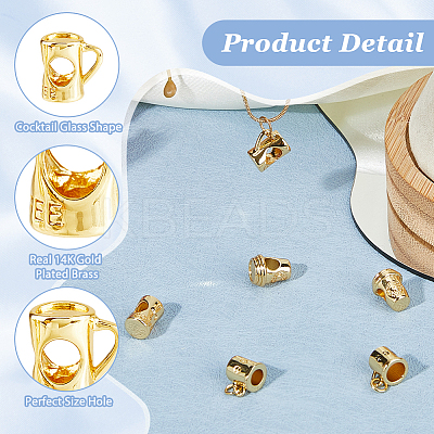 DIY 8Pcs 4 Styles Brass Coffee Cup Pendants & Beads Jewelry Making Findings Kits DIY-HS0001-12-1