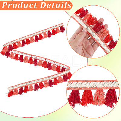 5.47 Yards Ethnic Style Polyester Fringe Lace Trims SRIB-CY0001-32B-1