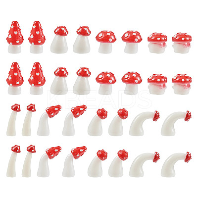 32Pcs 8 Style Luminous Mushroom Resin Display Ornaments DJEW-TA0001-02-1