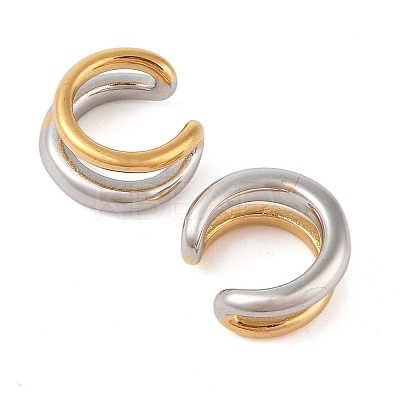 304 Stainless Steel Two Tone Cuff Earrings for Women EJEW-Z070-01G-1