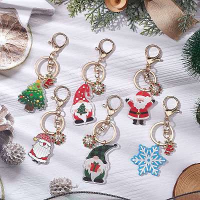 Christmas Theme Printed Acrylic Pendants Keychain KEYC-JKC00887-1