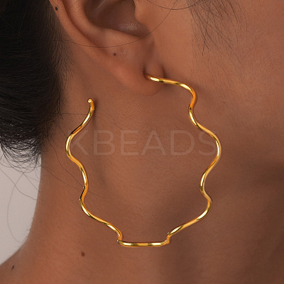 Wavy C-Shaped 304 Stainless Steel Stud Earrings EJEW-A129-02G-1