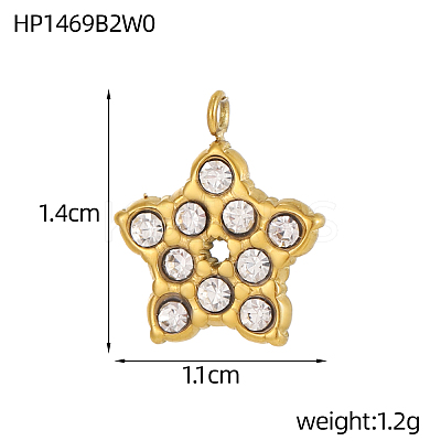 304 Stainless Steel Micro Pave Cubic Zirconia Pendants STAS-OY008-67G-1