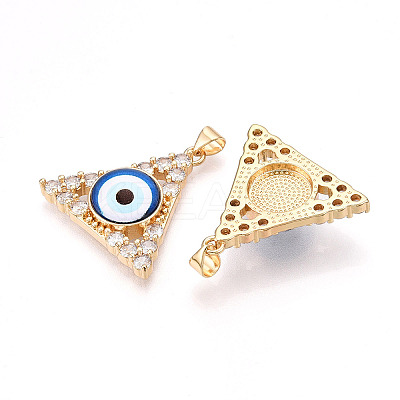 Brass Micro Pave Clear Cubic Zirconia Pendants for Women KK-T070-90A-02-1